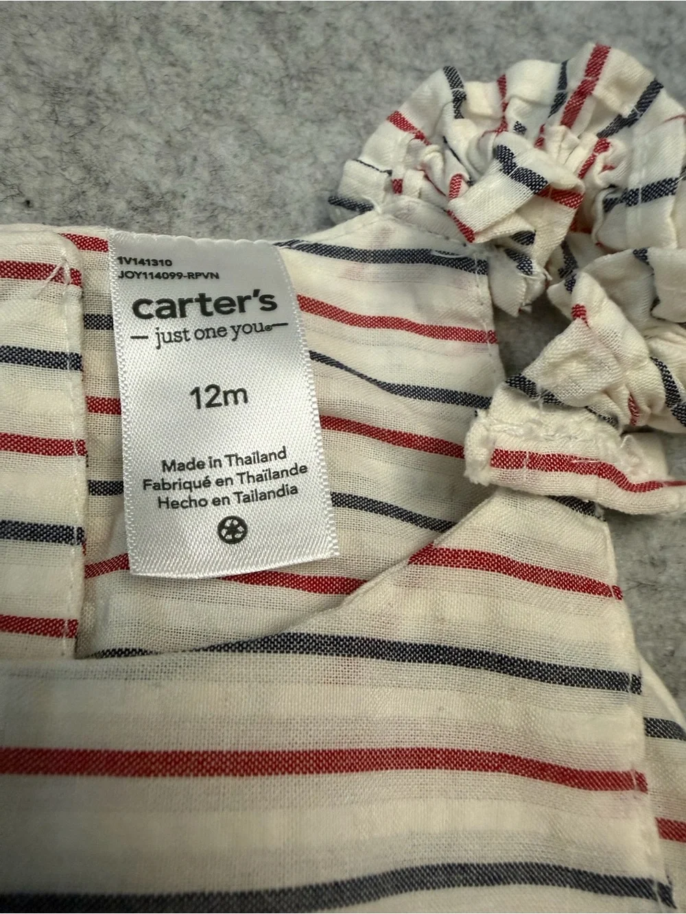 Carter's White Sundress with Red & Navy Stripes 12mo